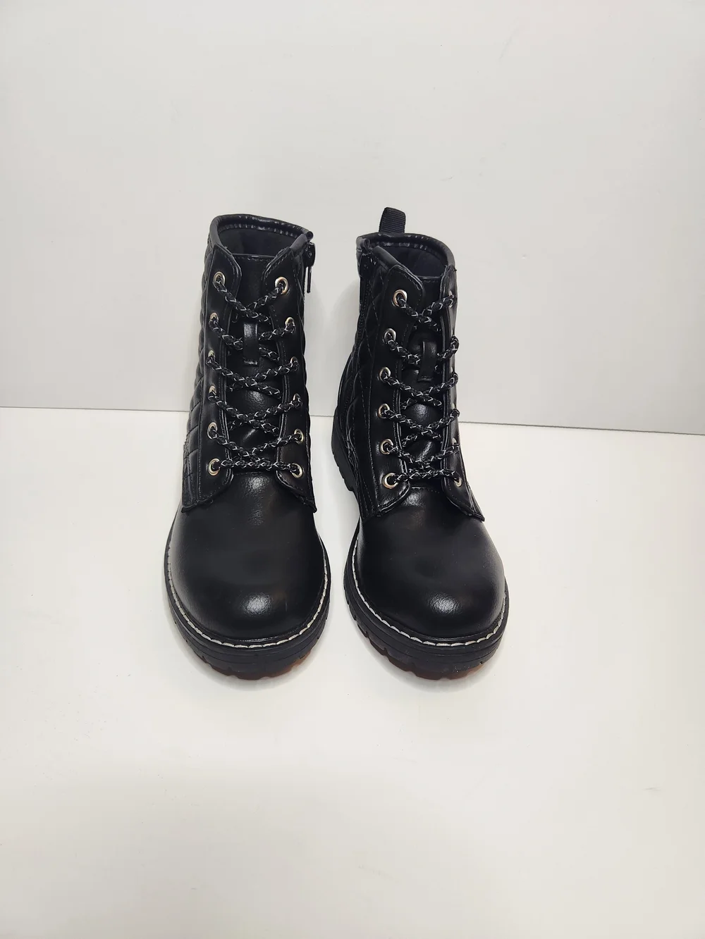 Girls Steve Madden Quilted Black Combat Boots